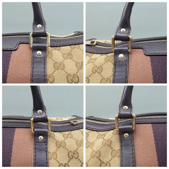 100% Authentic GUCCI Boston Brown GG Canvas Satchel 571-091824 - Picture 9 of 12